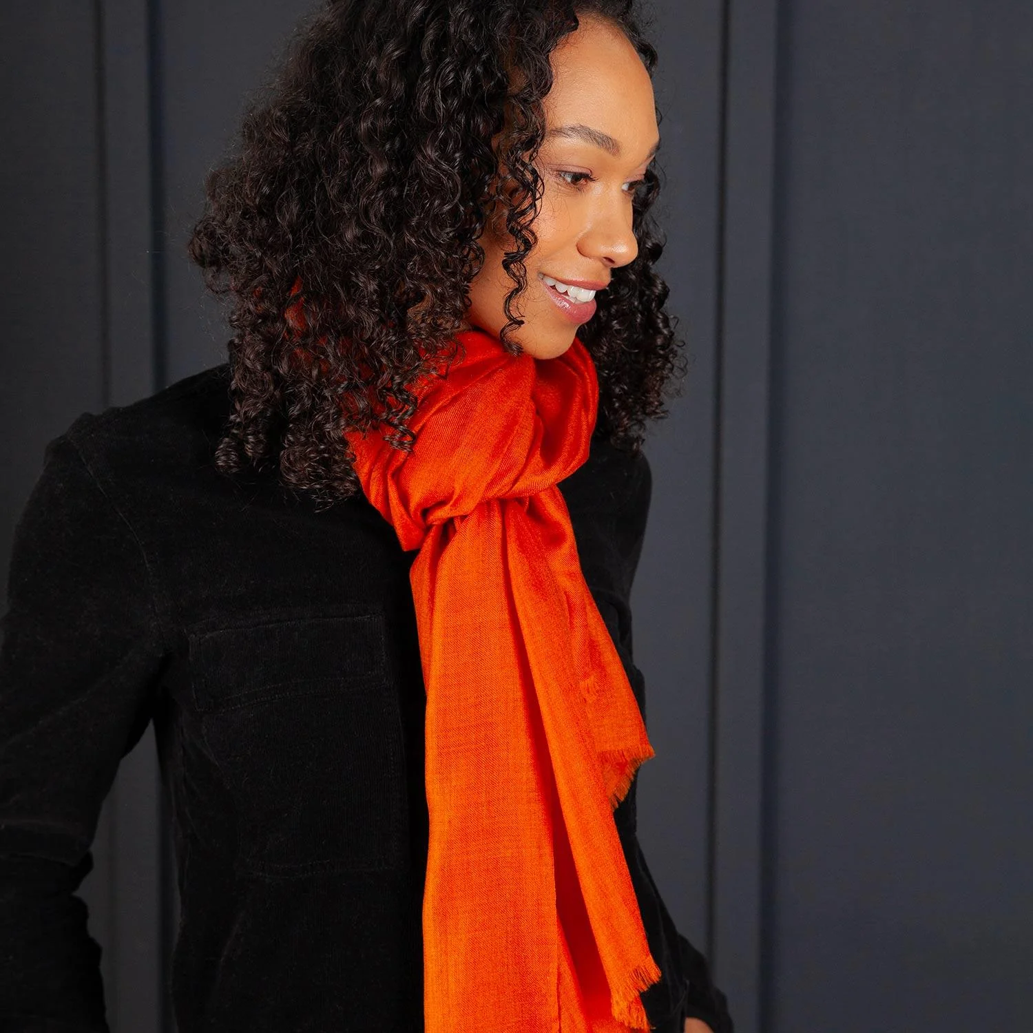 Luxe Merino Silk Shawl Paprika - Image 4