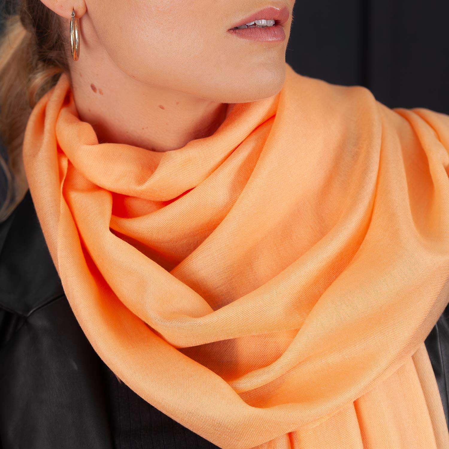 Luxe Merino Silk Shawl Peach - Image 4