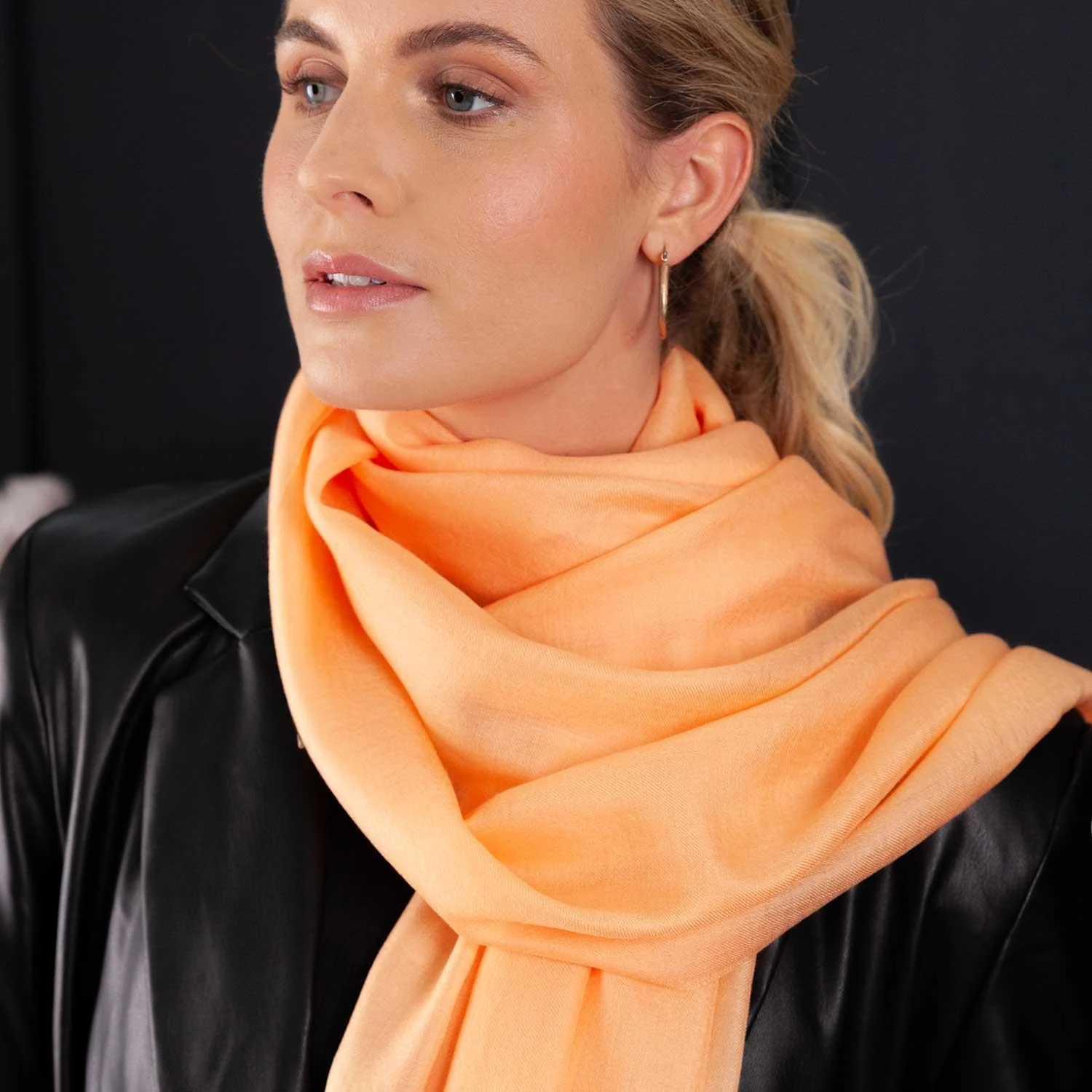 Luxe Merino Silk Shawl Peach - Image 5