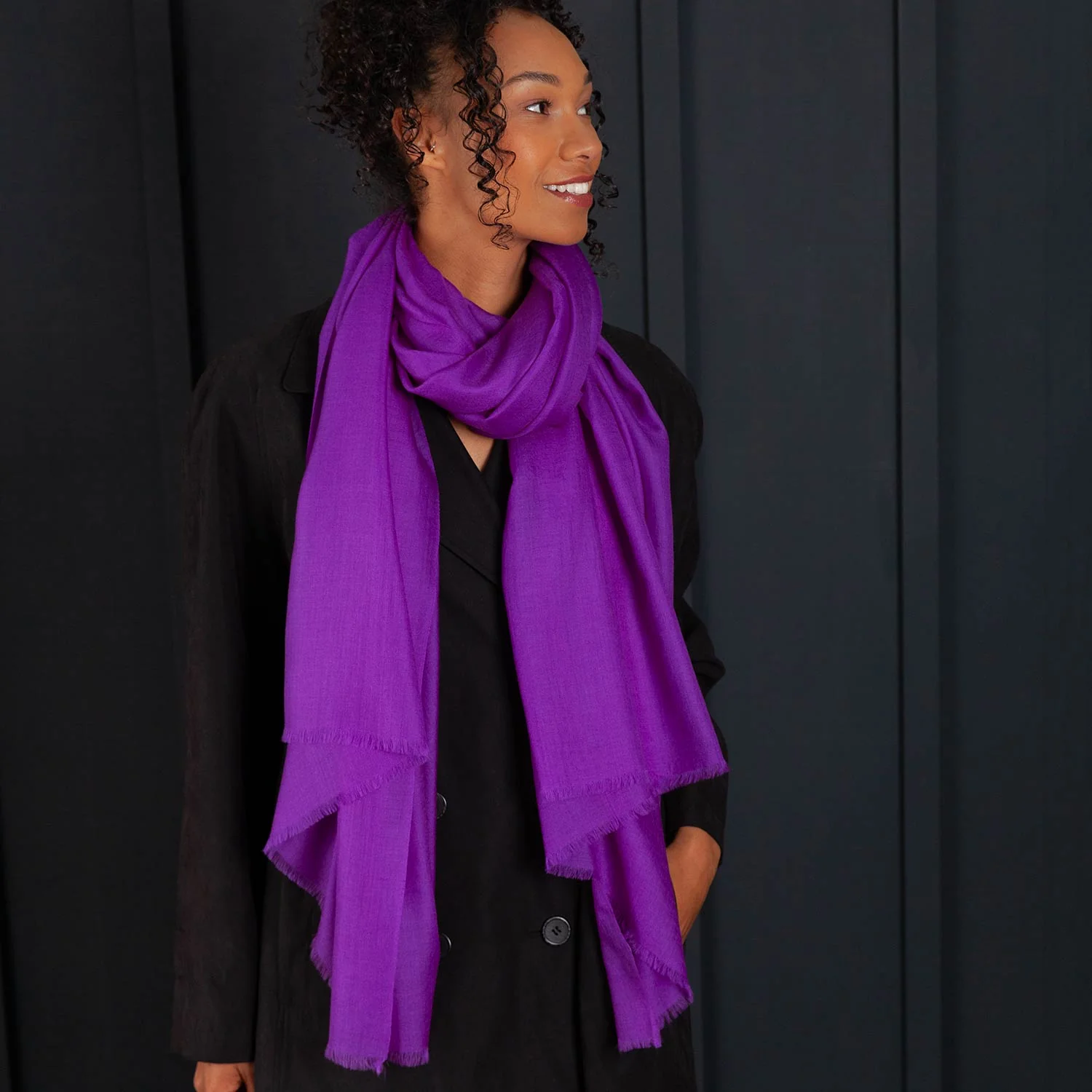 Luxe Merino Silk Shawl Purple - Image 3