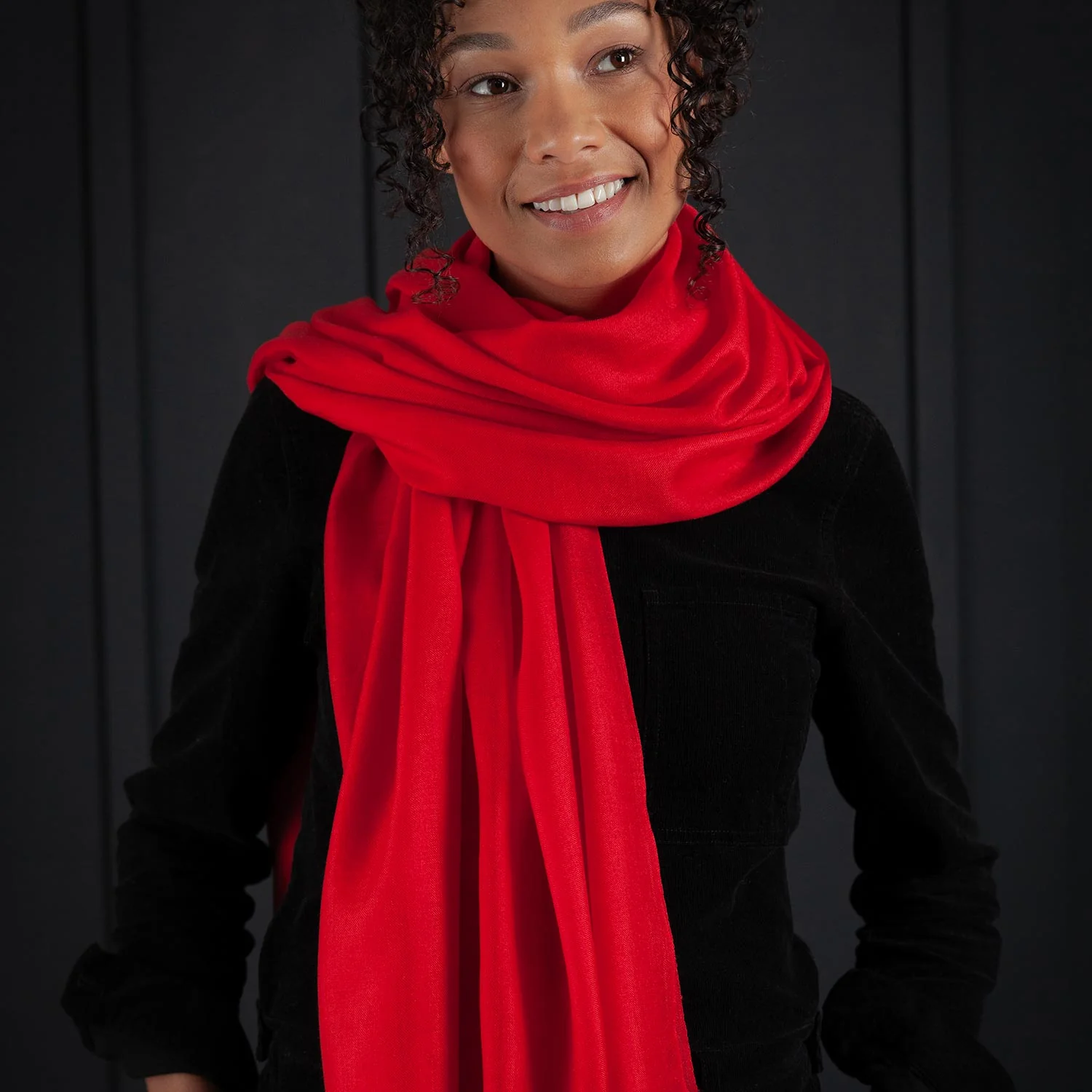 Luxe Merino Silk Shawl Red - Image 2
