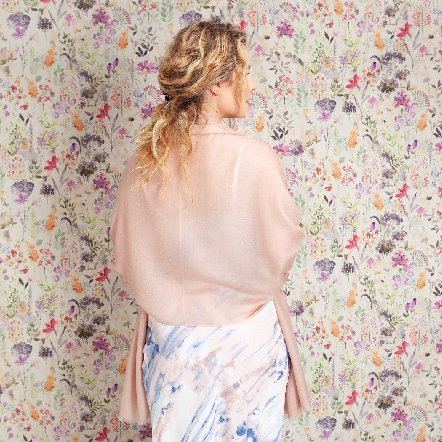 Luxe Merino Silk Shawl Rose Gold - Image 3