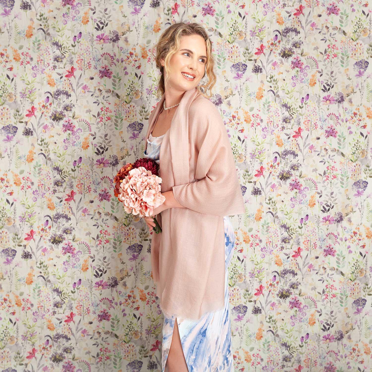 Luxe Merino Silk Shawl Rose Gold - Image 4