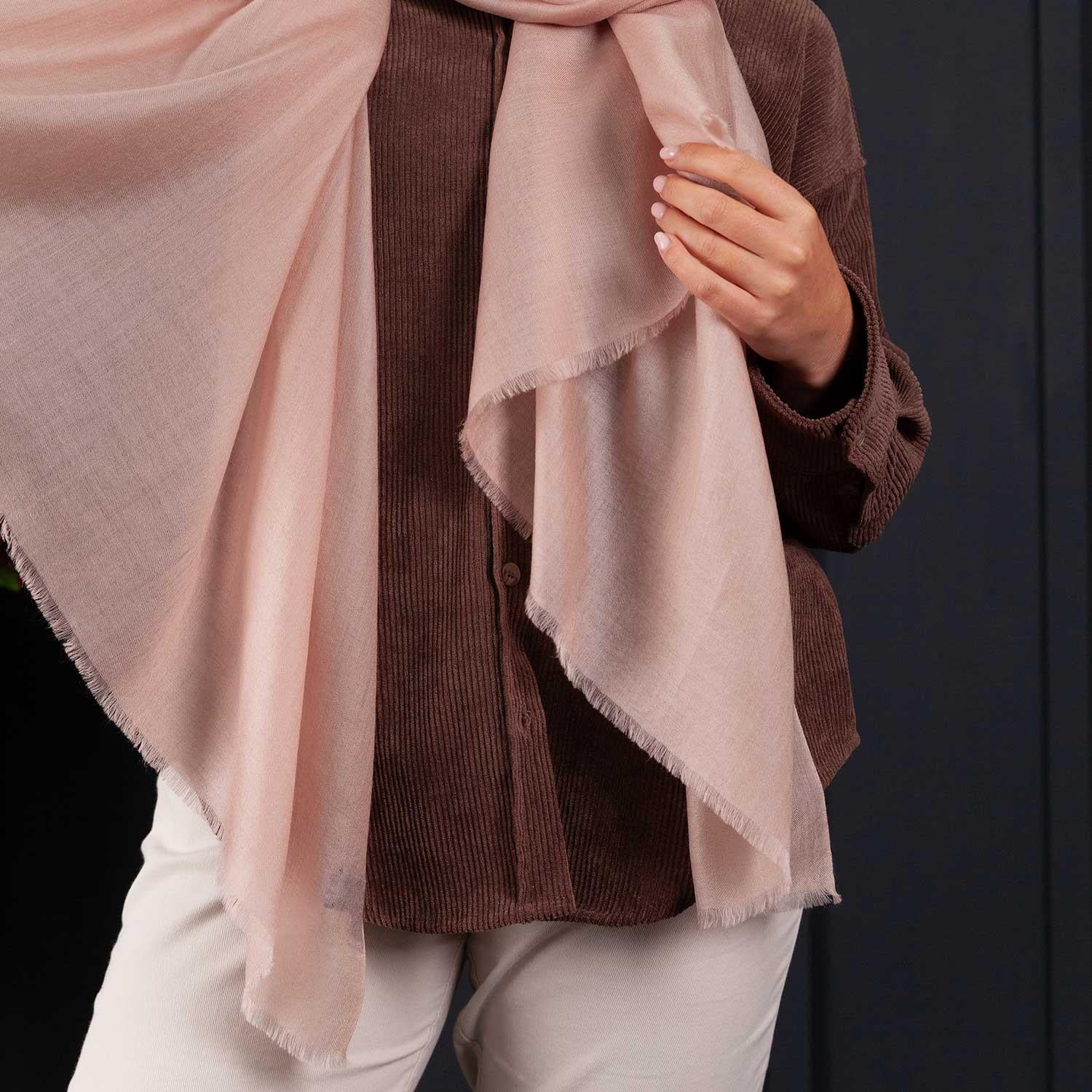 Luxe Merino Silk Shawl Rose Gold - Image 6