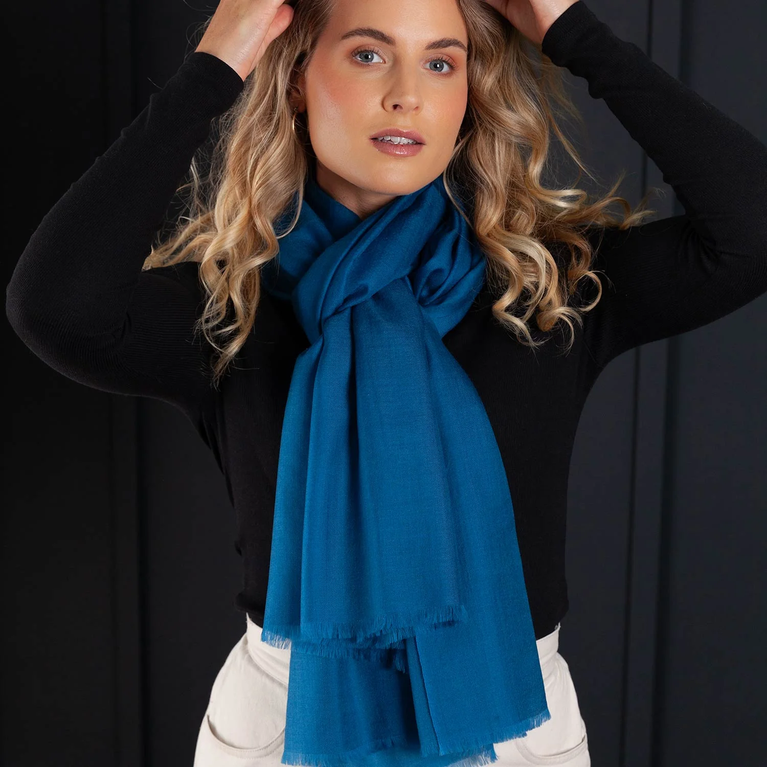 Luxe Merino Silk Shawl Teal - Image 3