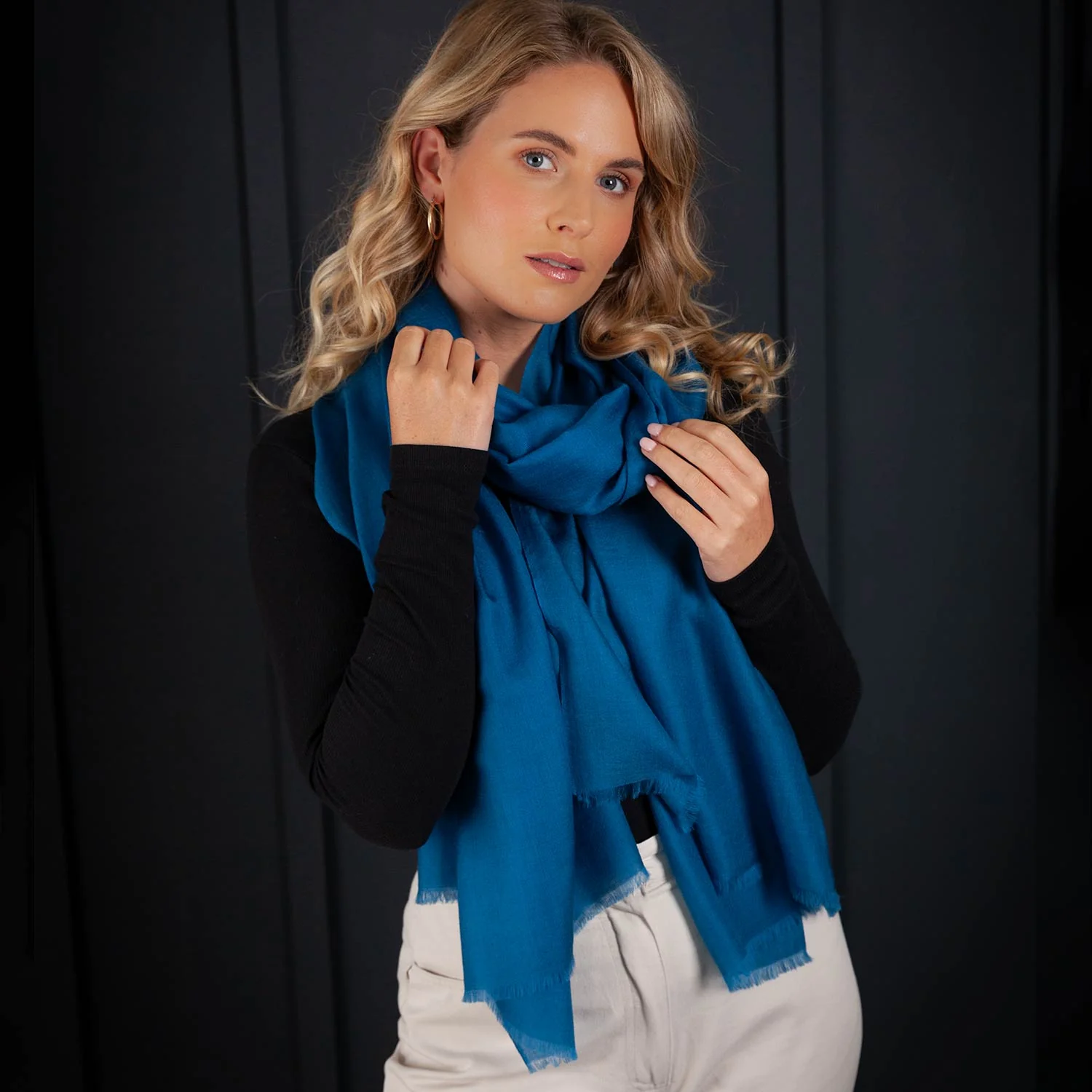 Luxe Merino Silk Shawl Teal - Image 4
