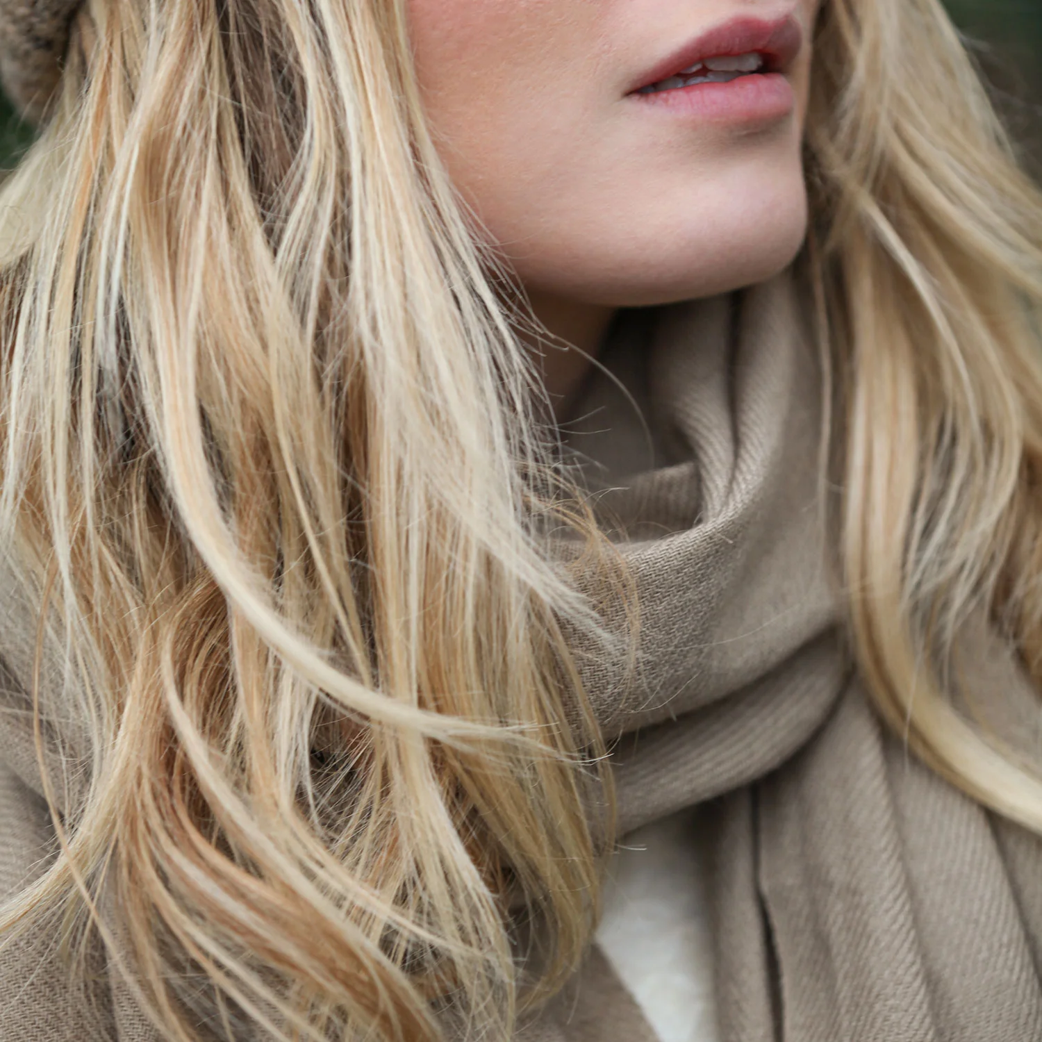 Luxury Pashmina Shawl Mushroom - Image 2