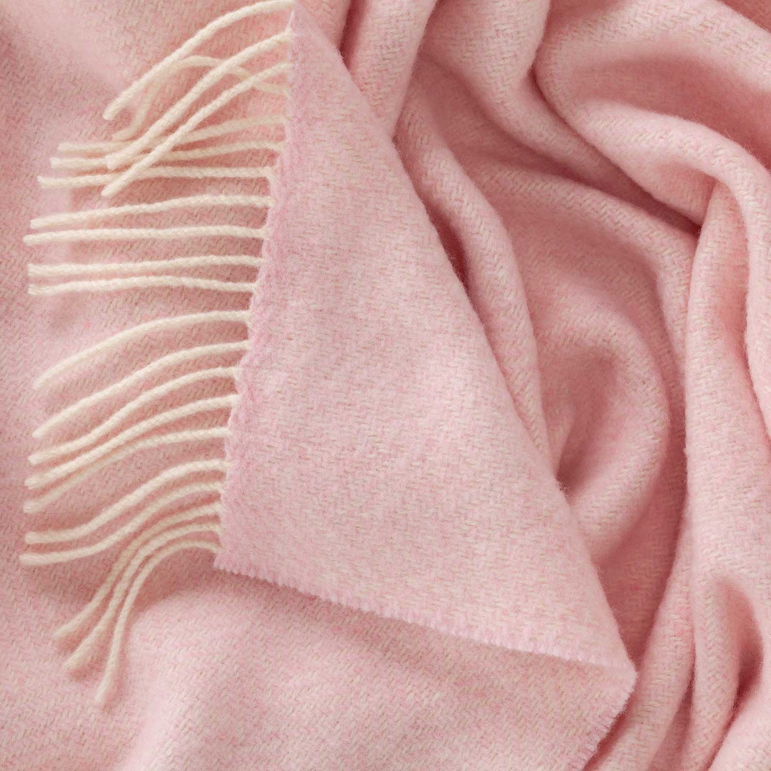 Merino Cashmere Blend Throw Softest Pink Herringbone - Image 4