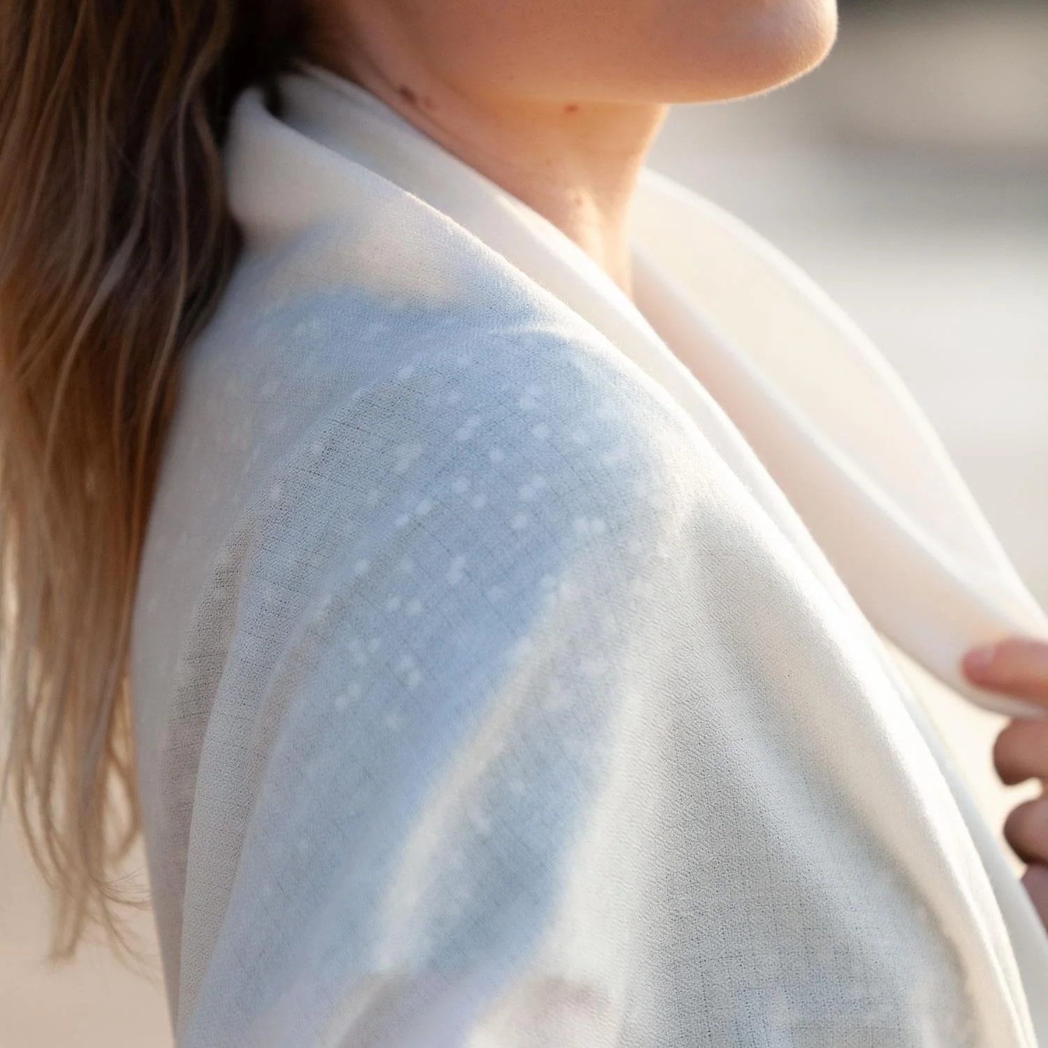 Merino Wool Shawl Ivory - Image 3