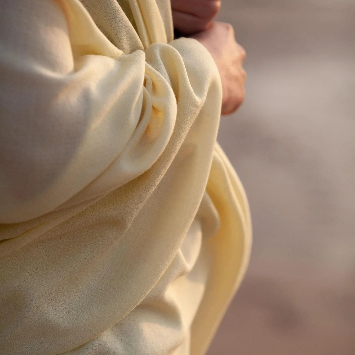 Merino Wool Shawl Light Yellow - Image 4