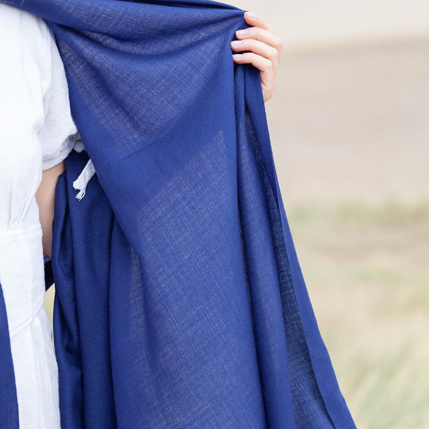 Merino Wool Shawl Navy - Image 4