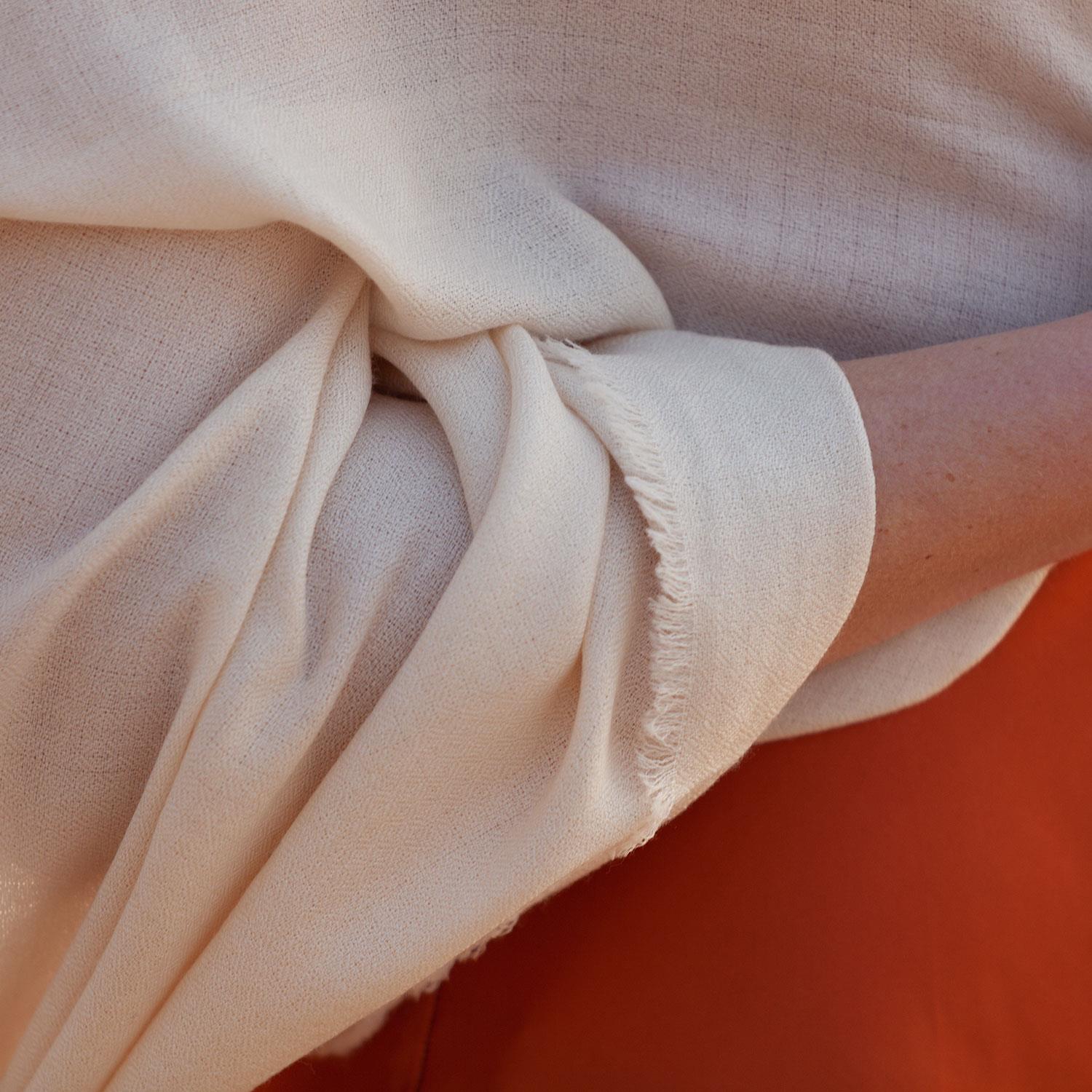 Merino Wool Shawl Oyster - Image 3