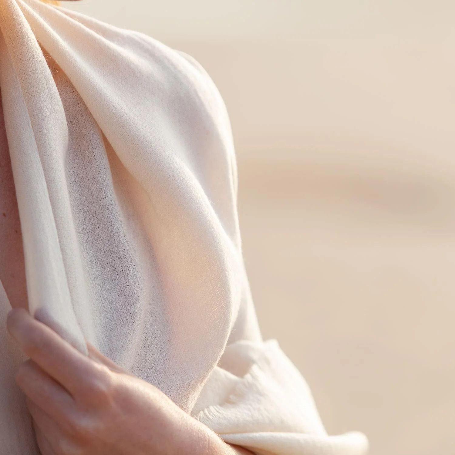 Merino Wool Shawl Oyster - Image 4