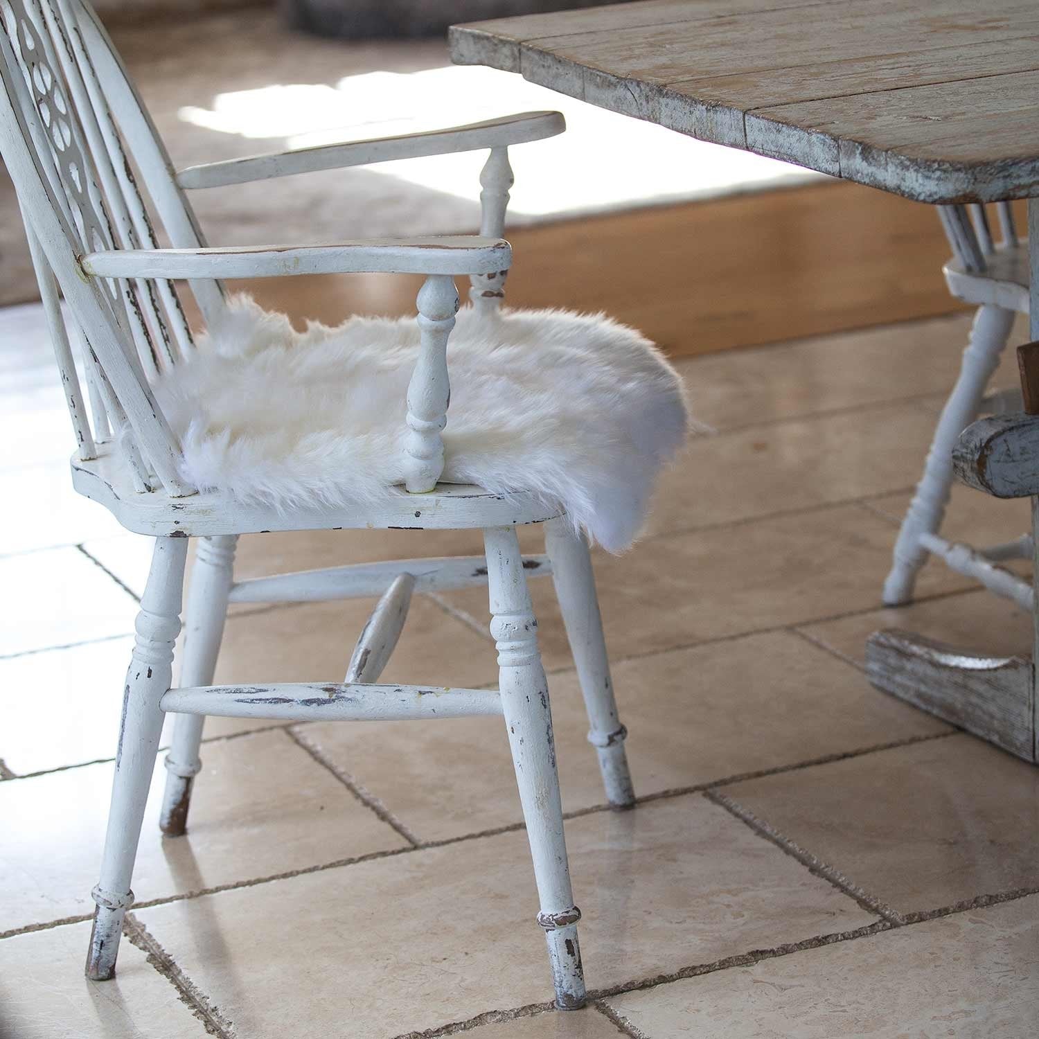 Natural White Sheepskin Seat Pad Square 40 cm - Image 4