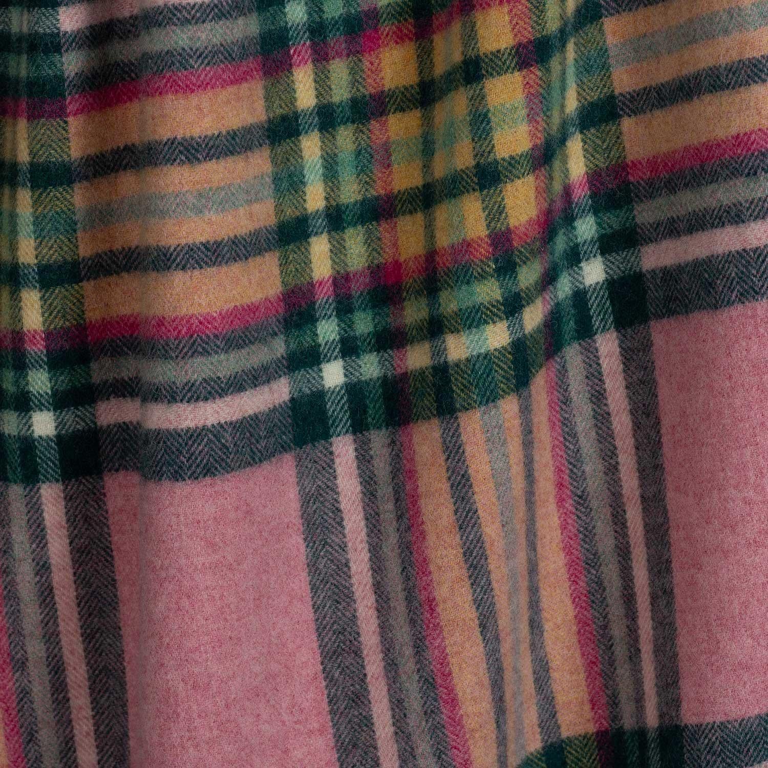 Plaid Shetland Wool Throw Pink - Image 6