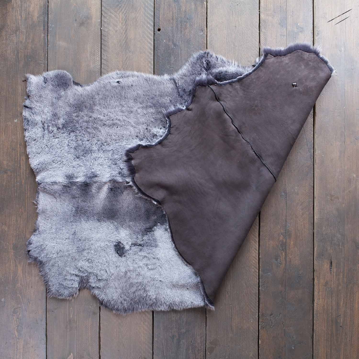 Quad Shearling Throw in Graphite - Image 3