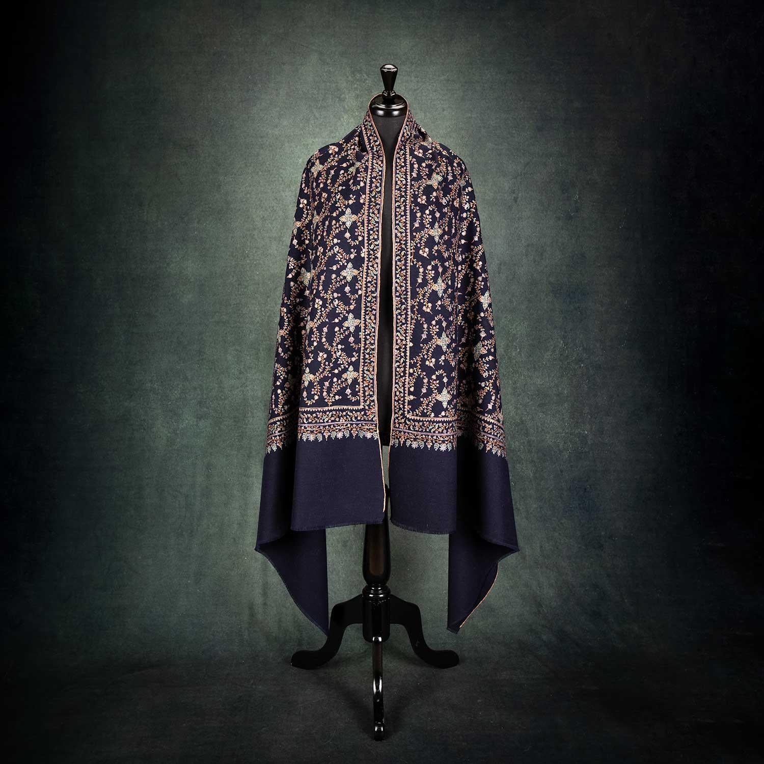Silk Embroidered Jamawar Shawl Raat - Image 4
