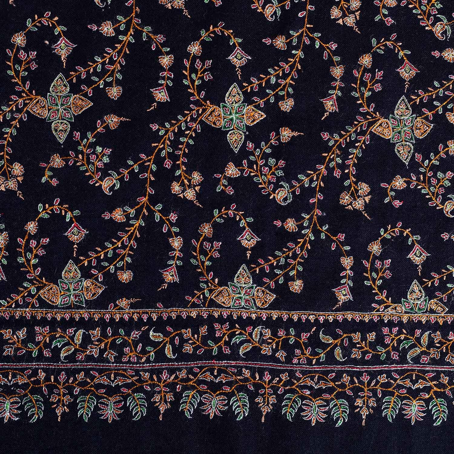 Silk Embroidered Jamawar Shawl Raat - Image 5