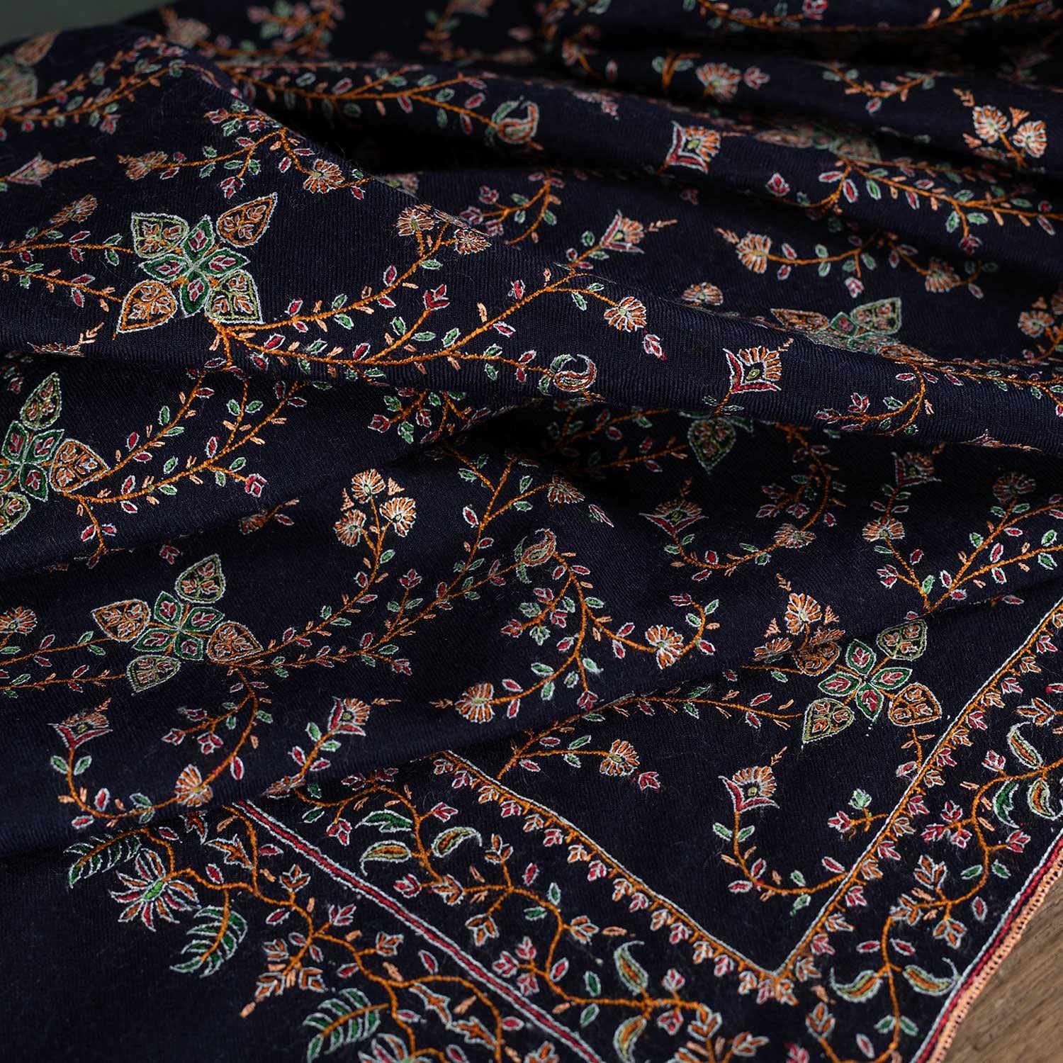 Silk Embroidered Jamawar Shawl Raat - Image 8