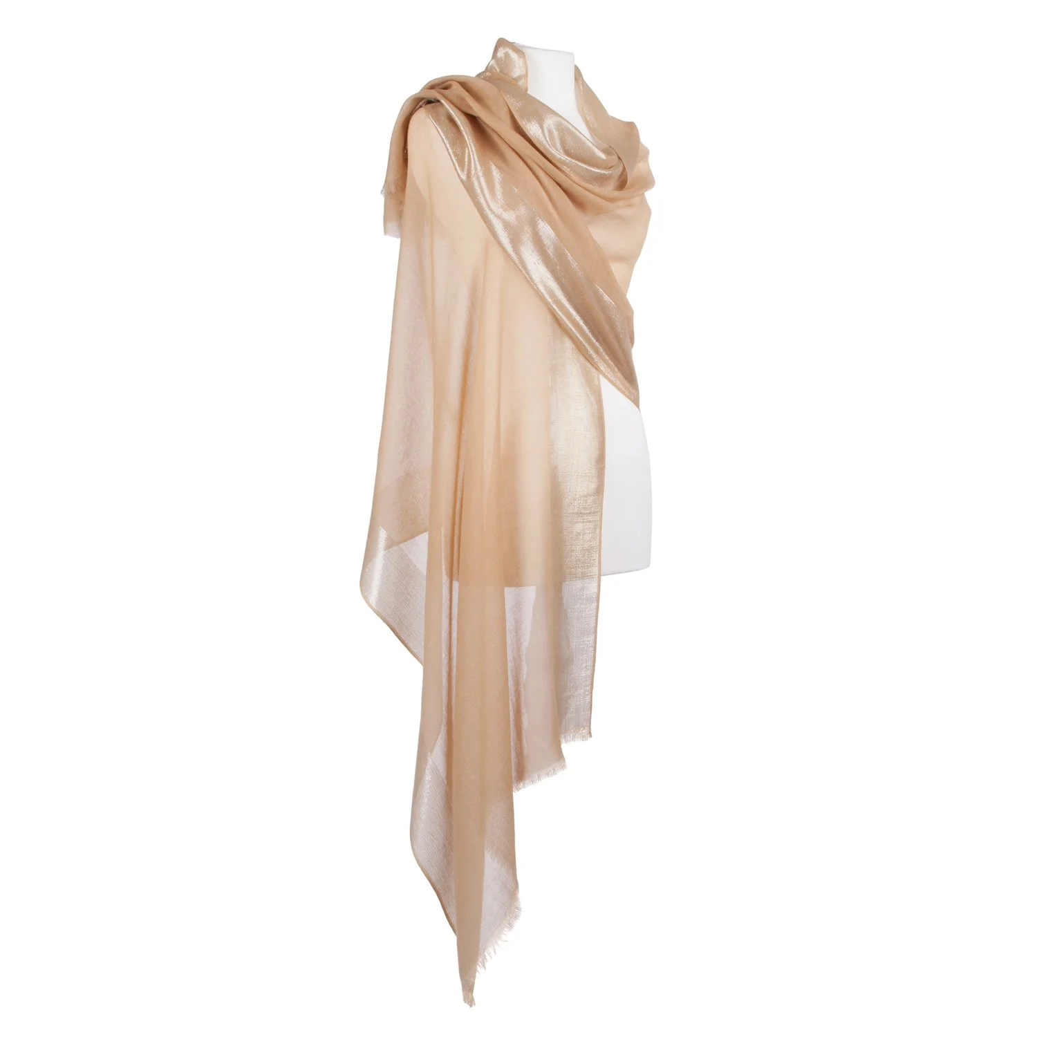Silver Bordered Cashmere Pashmina Stole Gold - Image 2