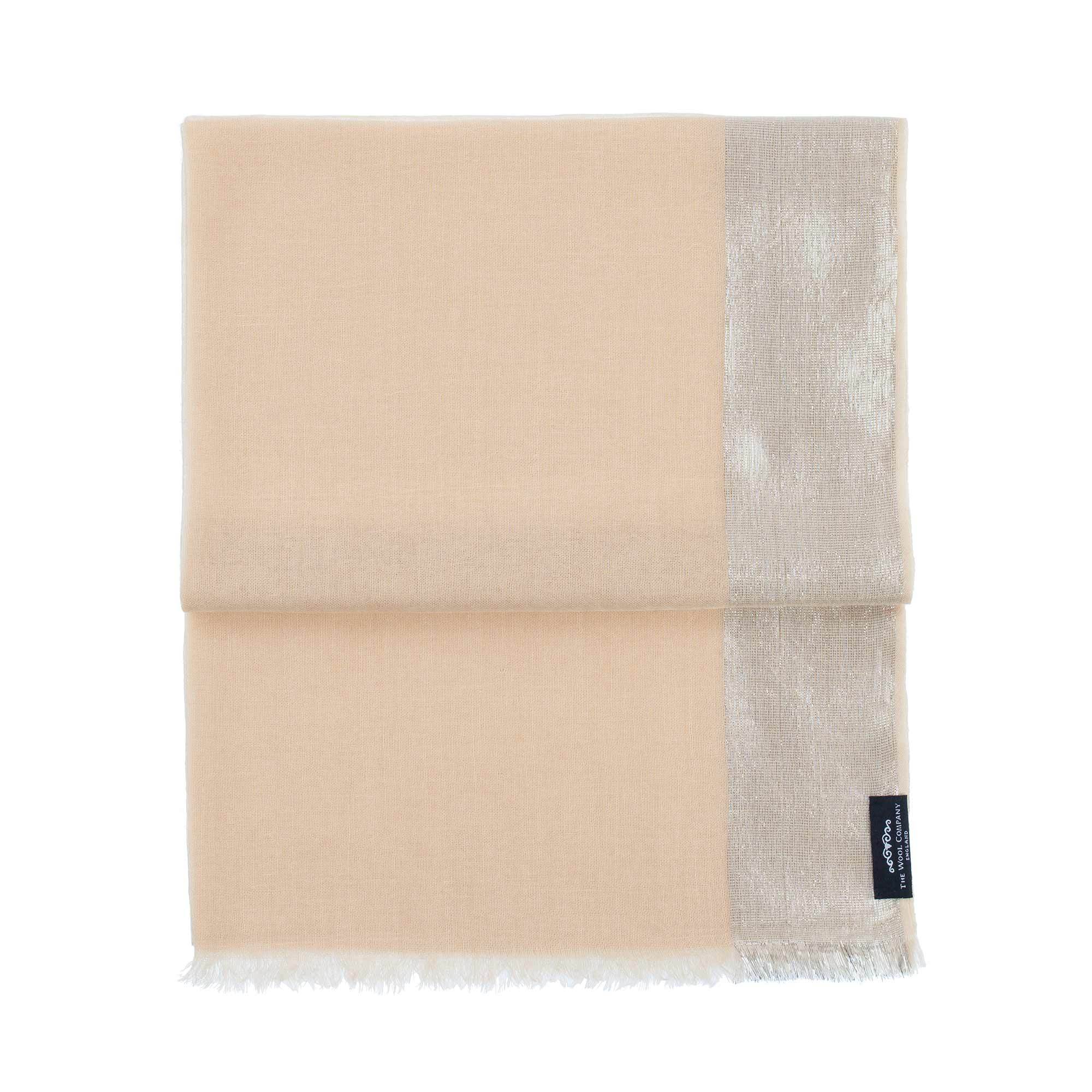 Silver Bordered Cashmere Pashmina Stole Gold - Image 3