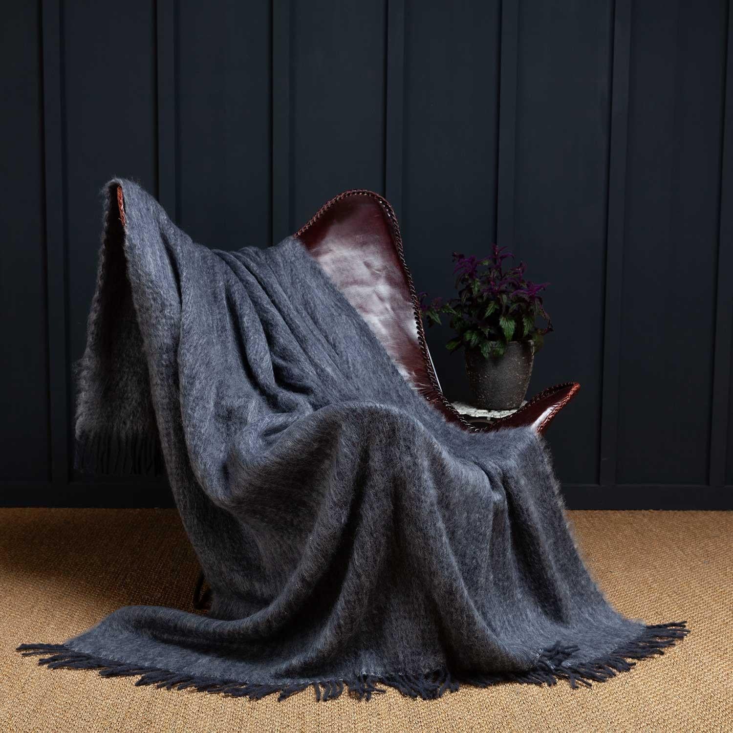 Sofia Mohair Blanket Pebble - Image 2