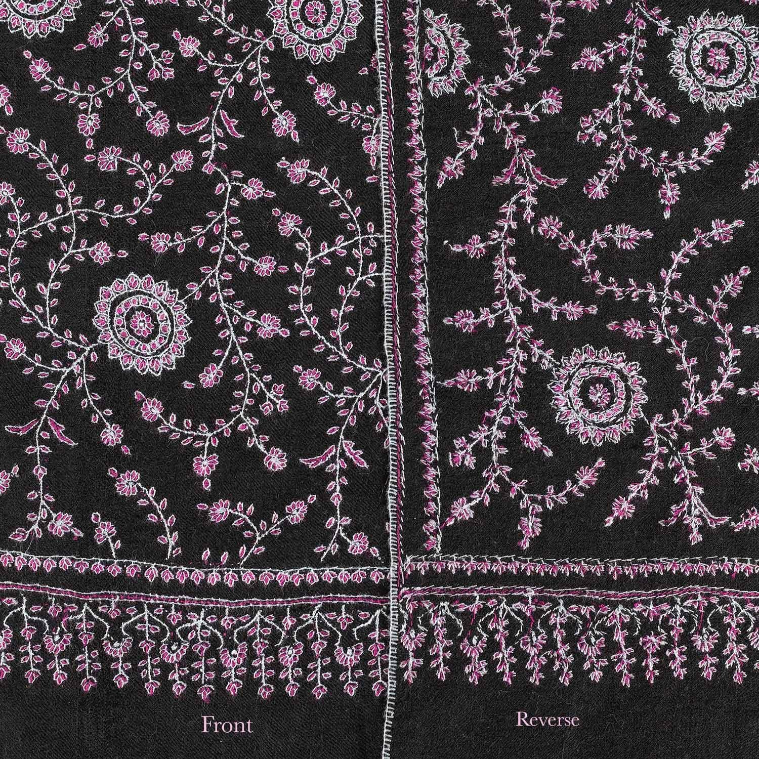 Sozni Embroidered Black Chakra Shawl 'Sudarshan' - Image 10