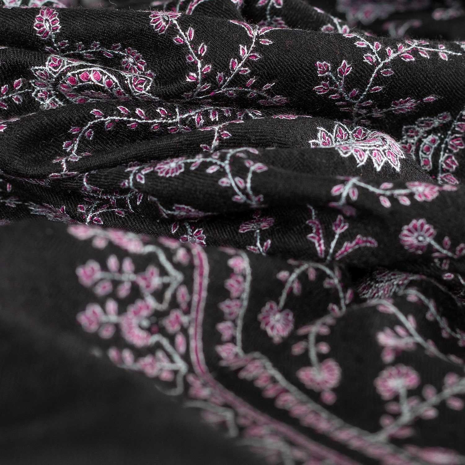 Sozni Embroidered Black Chakra Shawl 'Sudarshan' - Image 2