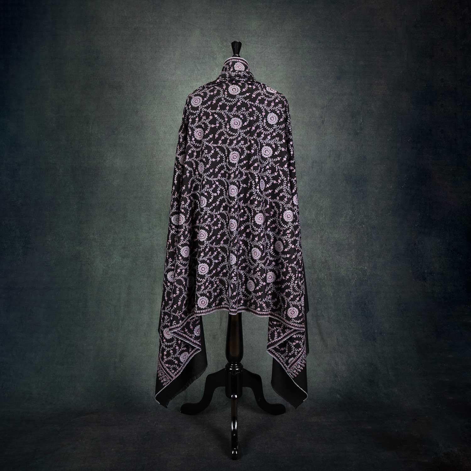 Sozni Embroidered Black Chakra Shawl 'Sudarshan' - Image 3