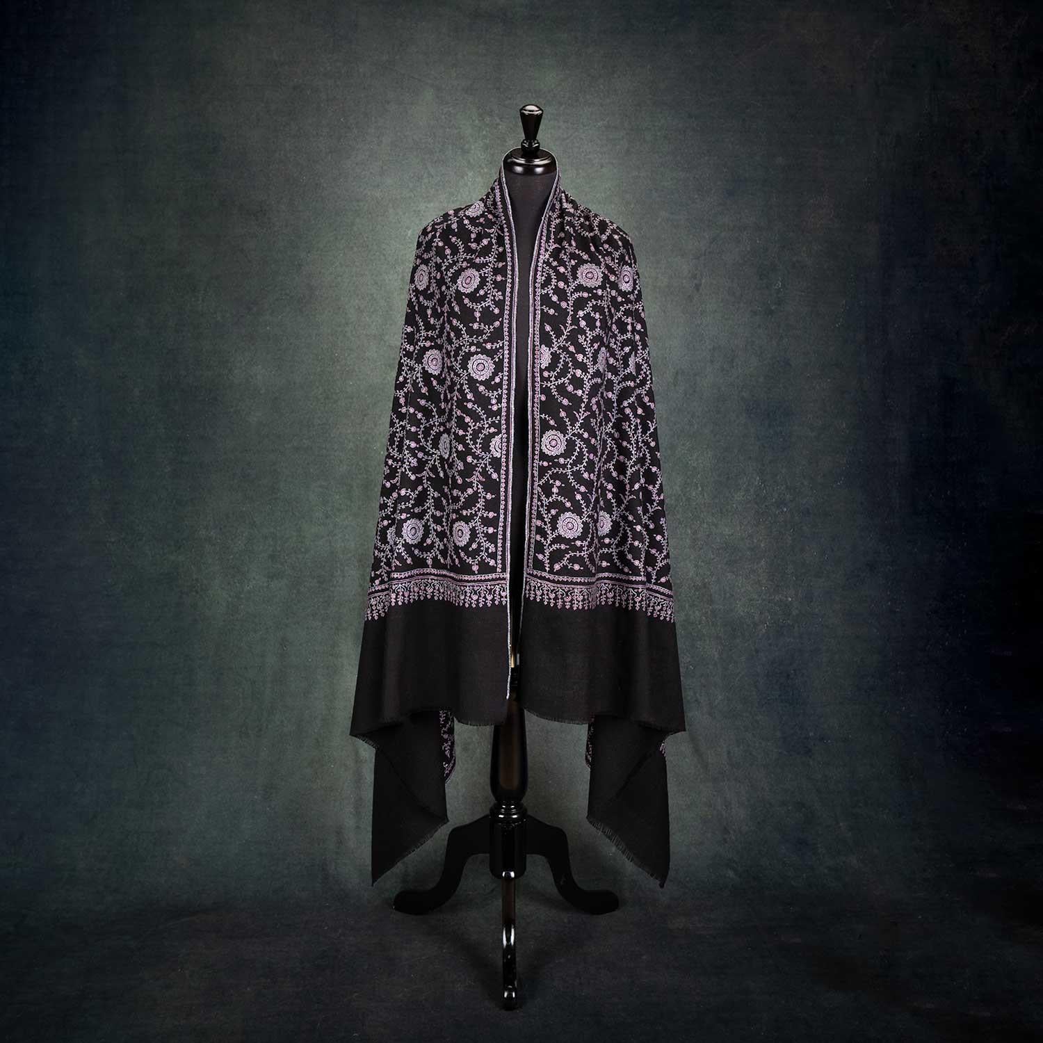 Sozni Embroidered Black Chakra Shawl 'Sudarshan' - Image 5