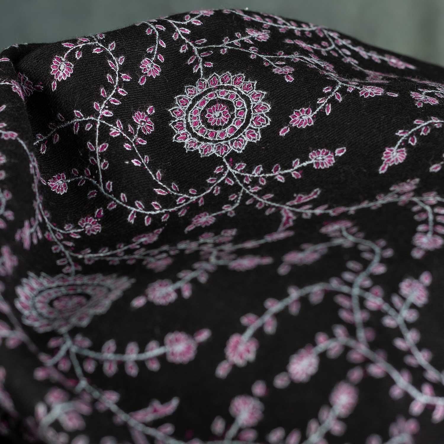 Sozni Embroidered Black Chakra Shawl 'Sudarshan' - Image 6