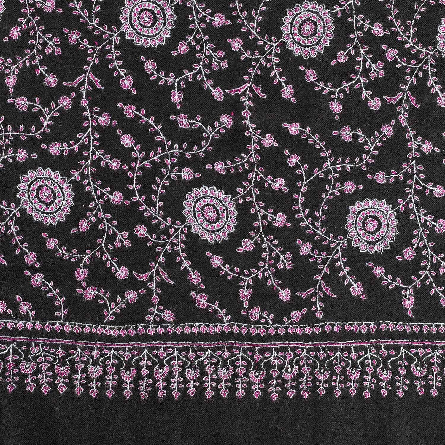 Sozni Embroidered Black Chakra Shawl 'Sudarshan' - Image 9