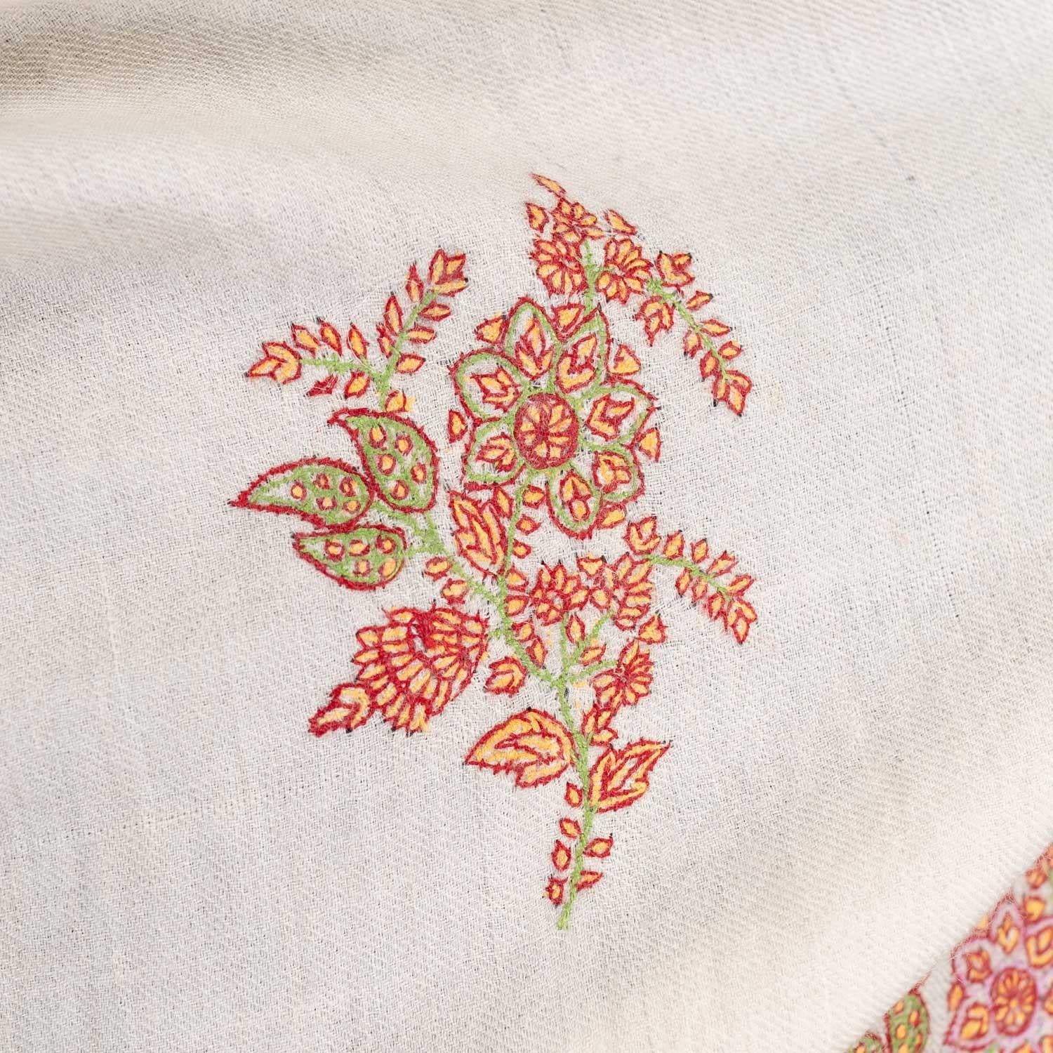 Sozni Embroidered Pashmina 'The Colours of Sunrise' Bhajan - Image 7