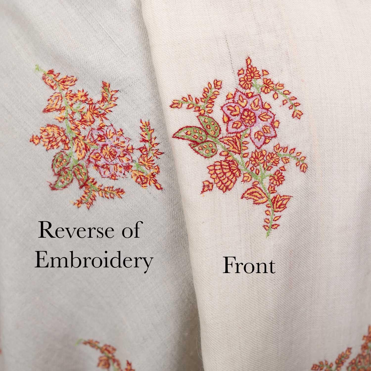 Sozni Embroidered Pashmina 'The Colours of Sunrise' Bhajan - Image 9