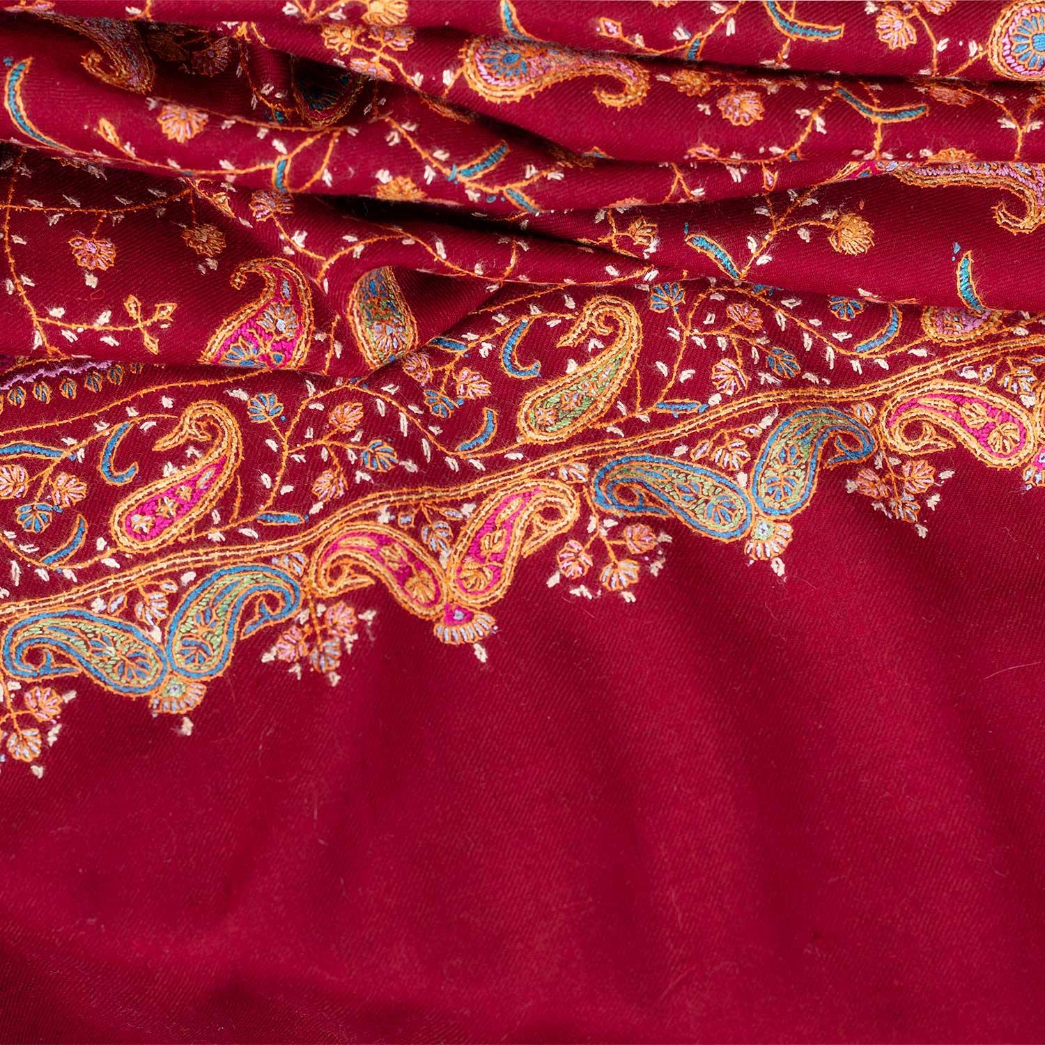Embroidered Cashmere Pashmina 'Kashmir Bride Ambika' - Image 7