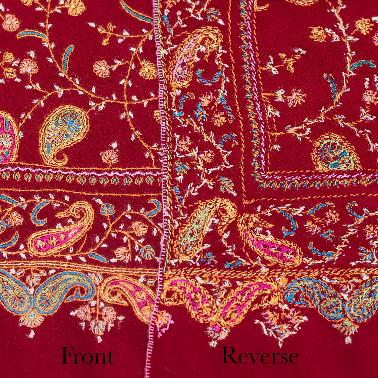 Embroidered Cashmere Pashmina 'Kashmir Bride Ambika' - Image 8