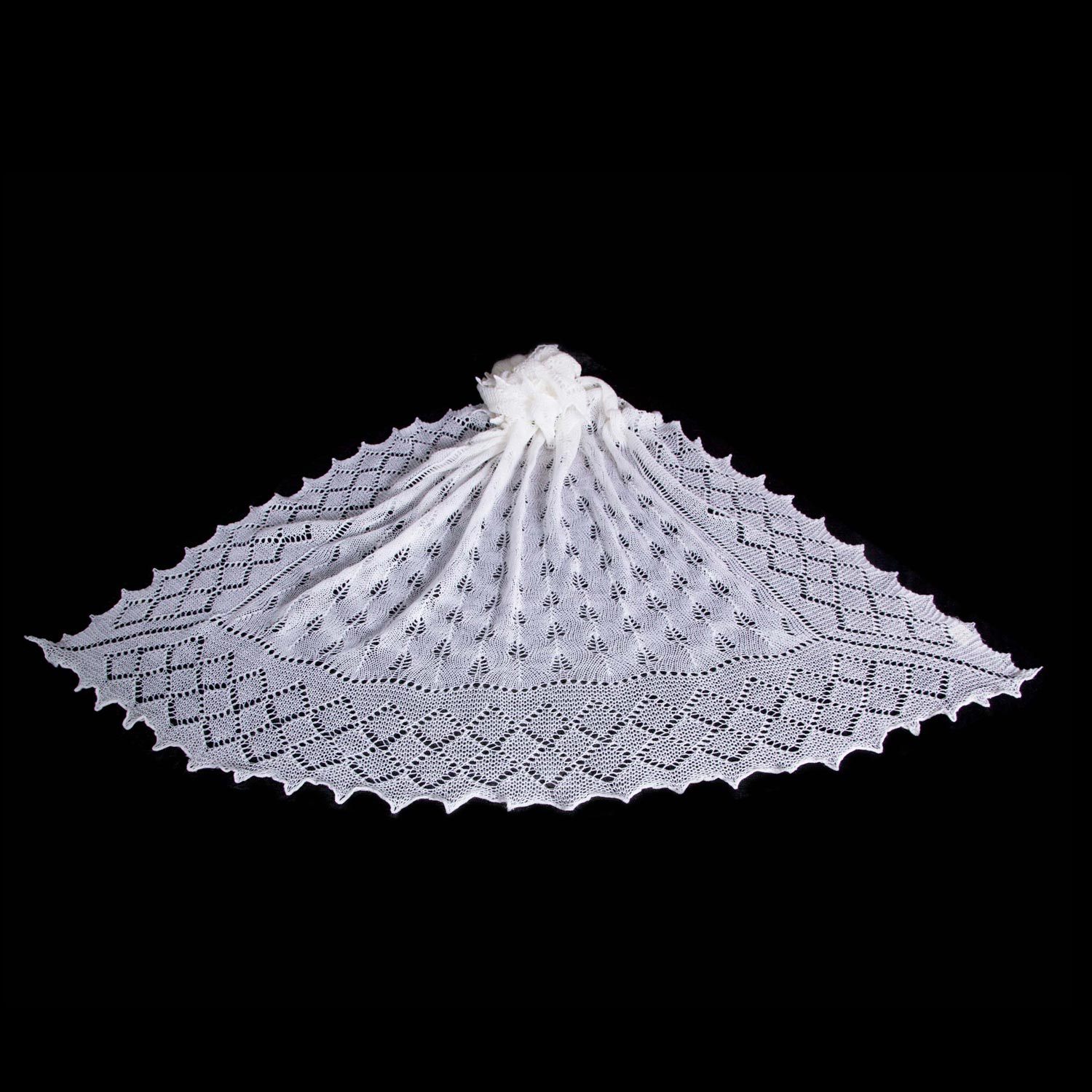Traditional Ivory Wool Baby Shawl - Image 3